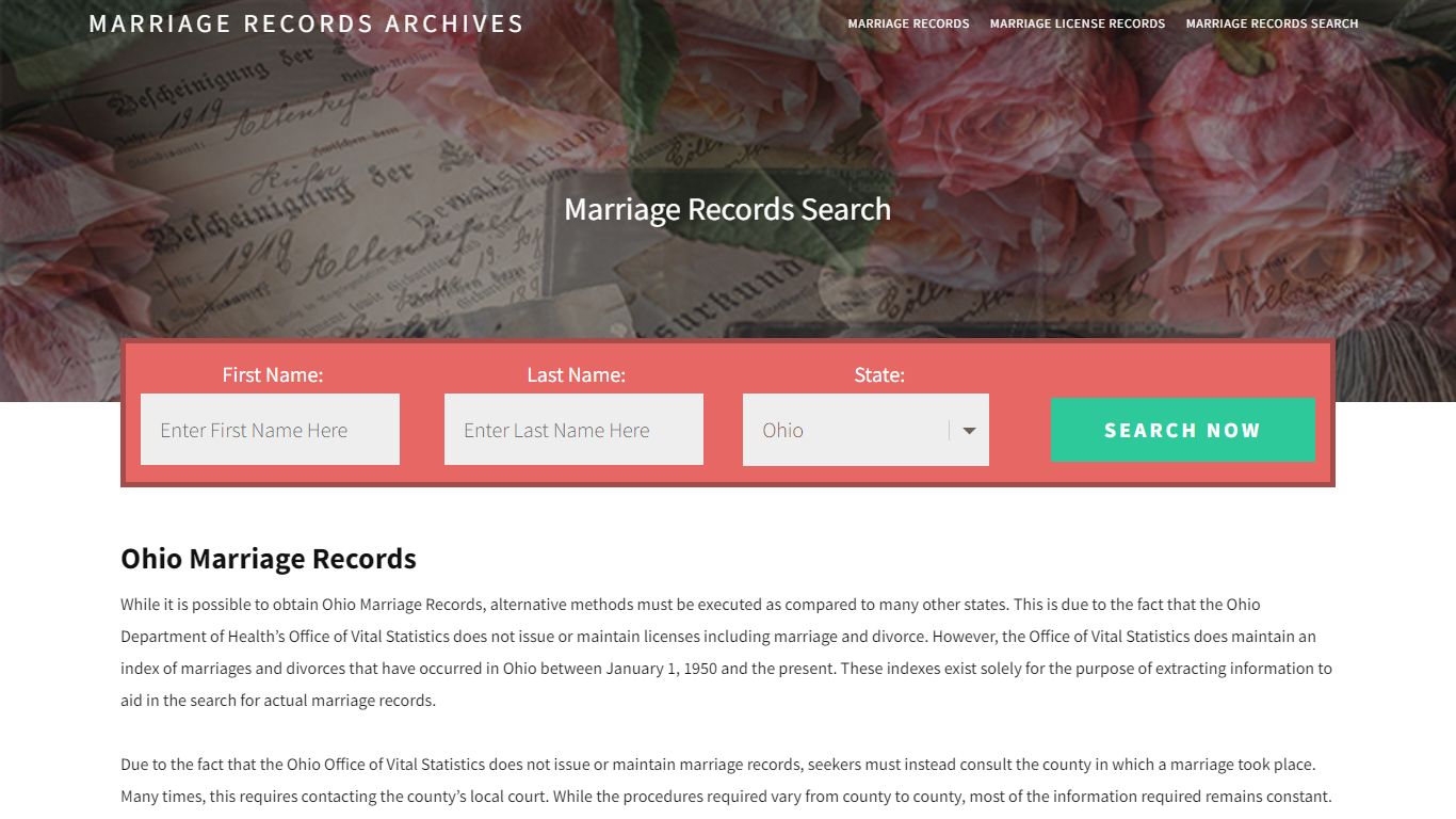 Ohio Marriage Records | Enter Name and Search | 14 Days Free